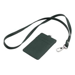 Premium PU leather working job badge ID card holder student ID card holder with nice leather neck strap lanyard