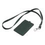 Premium PU leather working job badge ID card holder student ID card holder with nice leather neck strap lanyard