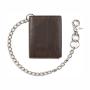 Men's Trifold Chain Wallet with Id Window and Credit Card Pockets Minimalist Genuine Leather Biker Chain Wallet