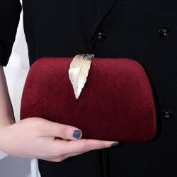 New fashion luxury design evening bag velvet metal leaf with banquet clutch bags small square bag women's handbag