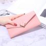 2024 New Plain Heart Wallet Women's Long Multi Card Buckle Mobile Phone Women's Wallet Women's Long Purse