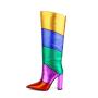 Banquet Botas New Design Ladies Chunky Heels Rainbow Long Boots Women Colorful Pointy Toe Slip On Block Heels Mid Calf Boots