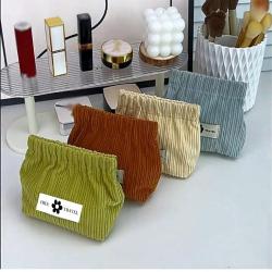 SN065 Corduroy Elastic Small Storage Bag Large Capacity Travel Cosmetic Bag  Korean Colorful Women's Portable Lipstick Pouch