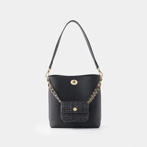Factory Custom Luxury Portable Pu Handbag Women Crossbody Bags Female Bucket Tote Bag With Lovely Pouch