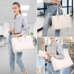 LOVEVOOK 2pc fashion office lady 15.6 in PU leather tote handbag sets large shoulder bags laptop briefcase work bag for women