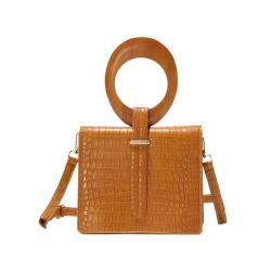 2024 Wholesale Crocodile PU Leather Hand Bag For Women Ladies Fashion Wooden Handle