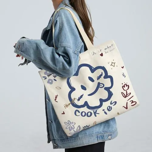 New high-capacity and minimalist canvas single shoulder handbag