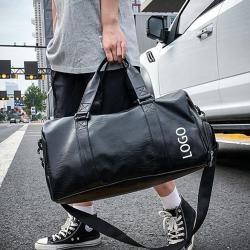 Custom Large Smell Proof Travel Duffle Bag Waterproof Pu Leather Weekender Mens Sports Gym Duffel Bag With Shoe Compartment