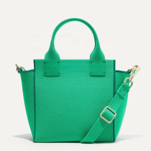 2022 New Casual Canvas Small Womens Handbags Knitted Bags Trendy Solid Color Green Portable Zipper Ladies Crossbody Bags