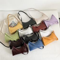 2024  Customs Tote Bag Fashion Retro Crocodile Pattern Shoulder Bag Soft Face Stick China Wholesale PU Ladies Shoulder Bag
