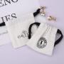 Custom Logo Printed Mini Cotton Canvas Jewelry Bag Drawstring Brush Canvas Earring Ring Packing Jewelry Pouch