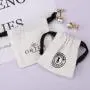 Custom Logo Printed Mini Cotton Canvas Jewelry Bag Drawstring Brush Canvas Earring Ring Packing Jewelry Pouch