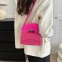 HR573 Women's Handbag PU Hardware Suction Buckle New Fashion Design Small Square Shoulder Bag Plush Portable Handbag for Women
