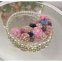 Hot Selling New Design woman Flowers and Diamond bags Beach Chic Woman Handbag Underarm Bags Fashion Pearl Chain Handbags