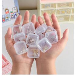 SN025 Mini Jewelry Storage Box Transparent Small Square Pill Storage Container Storage Box for Jewelry Earplug Battery