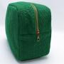 Wholesale Green Soft Embroidery Terry Makeup Bags Sustainable Towel Cloth Skincare Bag Cosmetic Bag Pouch