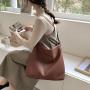 2024 Autumn Large Capacity Tote Bag Retro Soft Leather Messenger Bag High Quality PU Leather Shopping Bag