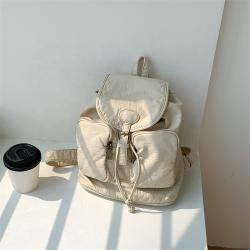 Large Capacity Drawstring Women Back Pack Bag Casual Sport Travel Ladies Backpack PU Leather Multiple Pockets Backpacks for Girl