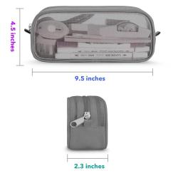 Gelory Creative Transparent Mesh Pencil Case Portable Lightweight Mesh Zipper Desk Storage Pouch Pencil Bags