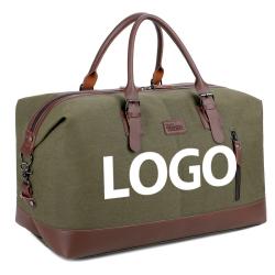 Customized Large Capacity Outdoor Overnight Weekender Carry on Shoulder Duffle Bag for Men Canvas Travel Duffel Bag