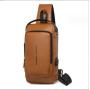 ZF017 Customized New Men Fashion Crossbody Bag Leather Polyester Shoulder Bag Waterproof Sports Bag Password Lock USB Port