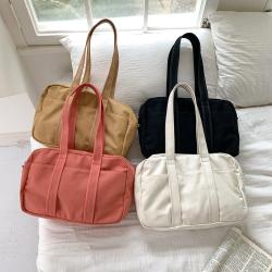 Brown Large Capacity Men's Lightweight Canvas Cylindrical Outdoor Shoulder Pink Simple Women's Sport Gym Bag