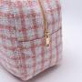 Keymay New Design RTS Stock S M L Xl Navy Blue Light Blue Black Nude Pink Cute Women Plaid Makeup Bag Checkered Cosmetic Bag