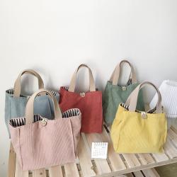 Bolsos-para-mujeres-pure Color Corduroy Bento Bag Handbags for Women Free Shipping for China Forwarder Canvas Buckle Handbag