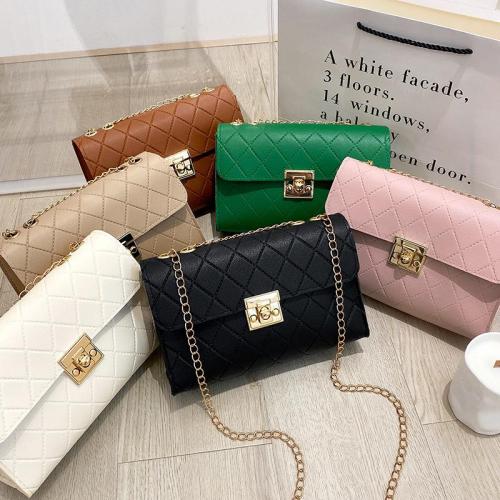 Pressure checkered small square bag 2024 pu leather women's shoulder bags wholesale chain messenger crossbody bag for women
