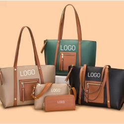 Hot Selling Large Capacity Customs Tote Bag PU Leather Designer Three-Piece Set Women New Style Fashion Ladies Handbags