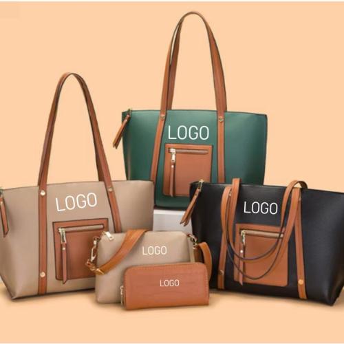 Hot Selling Large Capacity Customs Tote Bag PU Leather Designer Three-Piece Set Women New Style Fashion Ladies Handbags