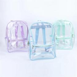 Boys Girls Transparent Backpack PVC Nylon Padded Strap Backpacks Durable Waterproof Bag Clear School Game Day Clear Backpack