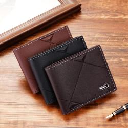 New men's wallet short multi-card fashion leisure money clip male youth thin section tri-fold horizontal soft leather wallet