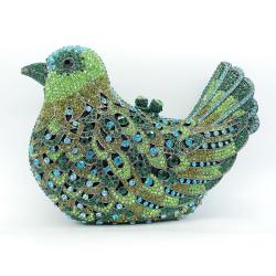Wholesales Women Unique Fully Diamond Evening Crystal Bird Clutch Purses Mini Metal Wedding Party Bag Bridal Clutches
