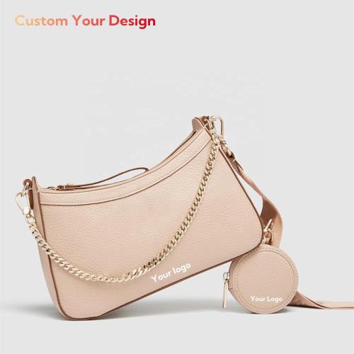 Oem Odm Luxury Women Crossbody Bag With Pouch Chain Trendy Fashion Webbing Stripe Pu Leather Custom Logo Ladies Crossbody Bags