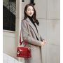 The New Boston Woman Handbag Custom Korean  The Large-capacity One-shoulder Bag PU Fashion Designer Diamond Lattice Bag