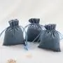 Custom Emboss Logo Soft Blue Luxury Flannel Gift Packaging Drawstring Velvet Jewelry Pouch Bag