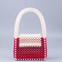 Fashionable handmade woven new red patchwork pearl beaded bag sac main femm sac