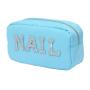 Wholesale Personalised Fabric Letter Patches Nylon Zipper Travel Toiletry Cosmetic Bags Nylon Makeup Pouch