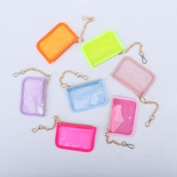 Custom Kids Travel Transparent Small Makeup Cosmetic Bag Clear PVC Lipsticks Keychain Bag Zipper Mini Pouch