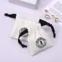 Custom Logo Printing Brush Canvas Jewelry Necklace Bag Drawstring Luxury Cotton Canvas Mini Jewelry Pouch
