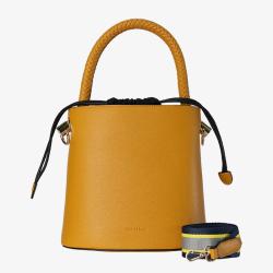 SUSEN Chrisbella 2022 bucket bag One Shoulder Messenger Handbag Solid color PU Leather women's bucket bags