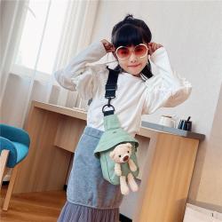 Wholesale Children Crossbody Bag Cute Bear Canvas Chest Shoulder Sling Bag for Kids Boys Girls