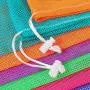 Gelory Travel Beach Toys Seashell Collecting Storage Net Drawstring Bag Durable Nylon Mesh Laundry Bag