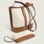 2024 new trend large-capacity canvas stitching bucket bag simple contrast color Joker shoulder bag