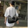 Lazy style wash denim canvas bag female simple gradual color crossbody bag large capacity literary shoulder bag