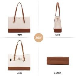 LOVEVOOK PU Leather 15.6 inch Business Office Work Ladies Laptop Tote Hand Bag with USB Large Briefcase Laptop Handbag for Women