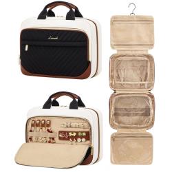 LOVEVOOK 12.5 In Waterproof Hanging Makeup Bag with Jewelry Compartment Clear Cosmetic Bag Travel Toiletry Bag for Women