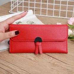 HR557 Women's Wallet With Long Zipper Ear Buckle Soft PU Leather Girls' Handheld Money Clip Wallet Ladies Gift Photo Bit Purse
