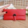 HR557 Women's Wallet With Long Zipper Ear Buckle Soft PU Leather Girls' Handheld Money Clip Wallet Ladies Gift Photo Bit Purse